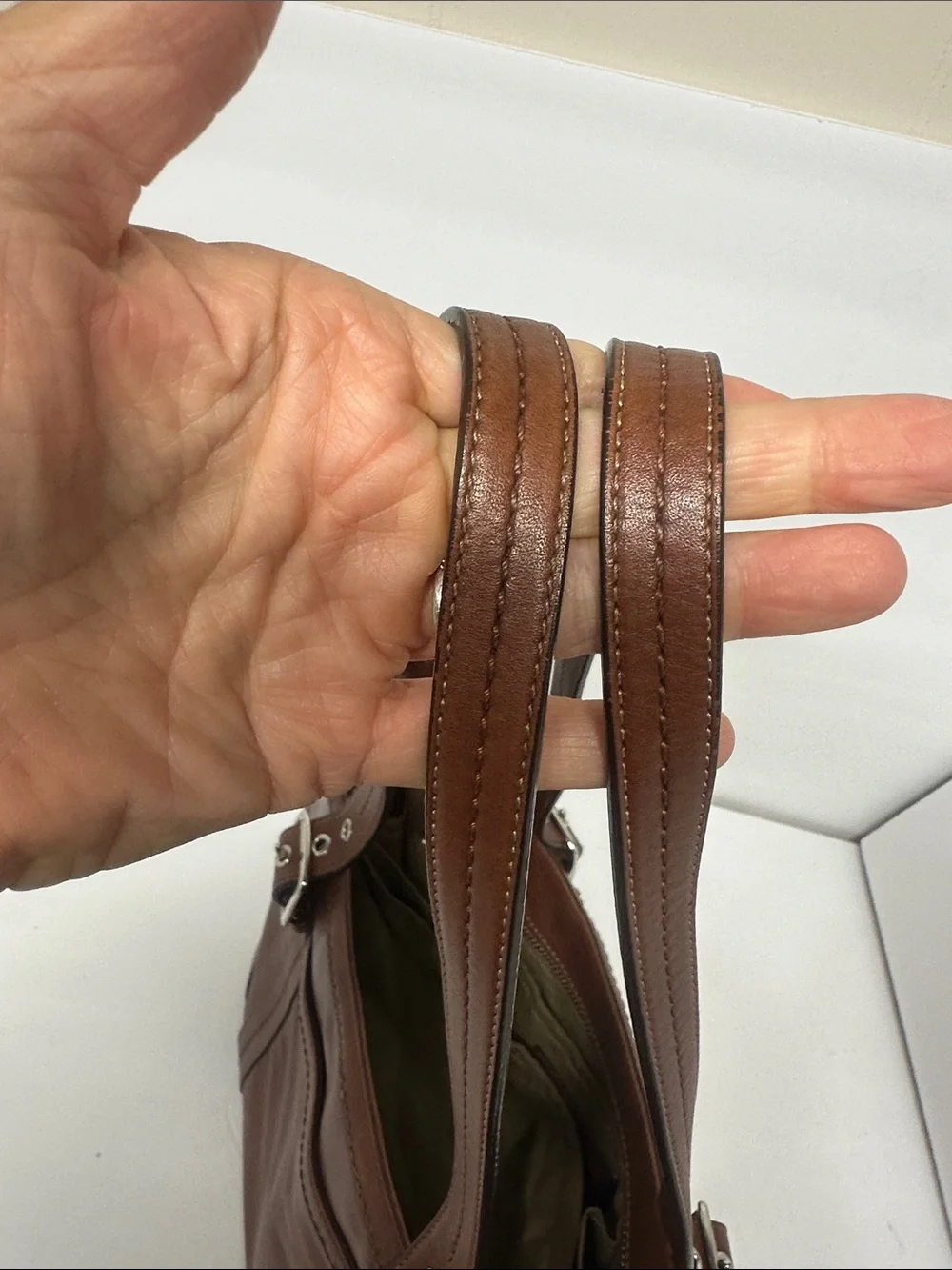 Coach F12609 Hampton Leather Tote Shoulder Bag Camel Brown Large VTG Bag